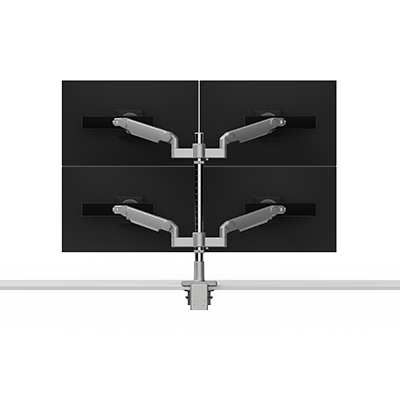 Brazo porta monitor para cuatro monitores M/Flex M2.1, configuración vertical (dos sobre dos), con articulaciones dinámicas y mecanismo deslizante, poste de 610 mm (24
