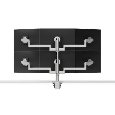 Brazos porta monitores para seis monitores M/Flex M2.1, configuración vertical (tres sobre tres), con rango de ajuste de 305 mm (12